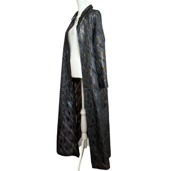 Marina Rinaldi Nero Dettato button down sheer metallic shirt dress maxi tunic L - Picture 10 of 15